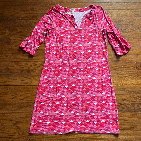 Hatley Dresses Hatley Pink Red And White Geometric Pattern Dress
